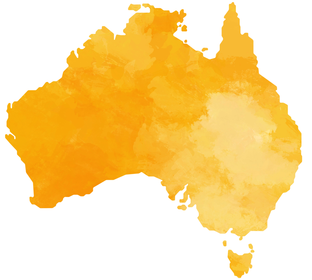 Australia map water color illustration styles isolated on transparent background. png