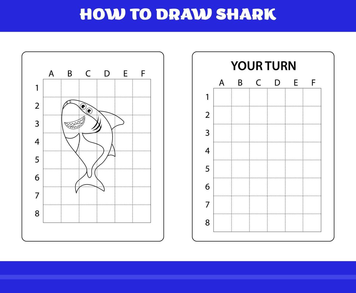 How to Draw Shark for Kids. How to draw shark for relax and meditation. vector