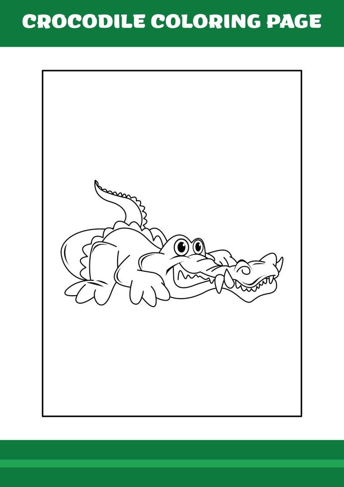 Crocodile Coloring Page. illustration of Cartoon crocodile for Coloring book vector