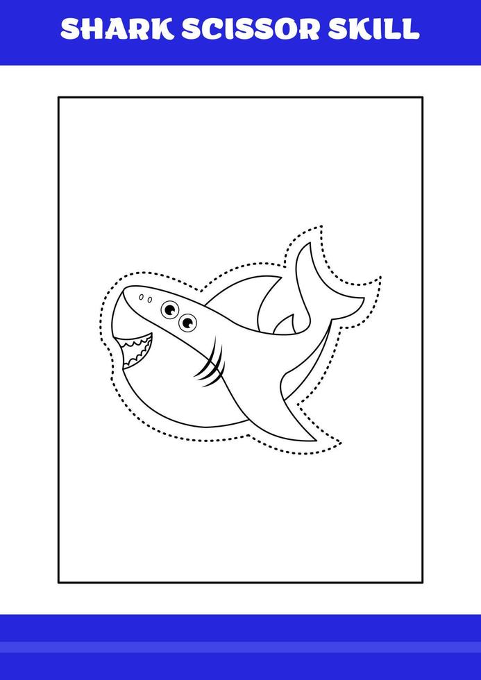 Shark Scissor Skills for Kids. Shark scissor skills for relax and meditation. vector
