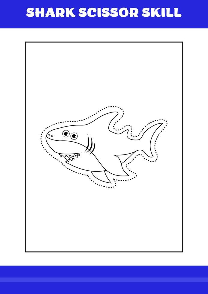 Shark Scissor Skills for Kids. Shark scissor skills for relax and meditation. vector