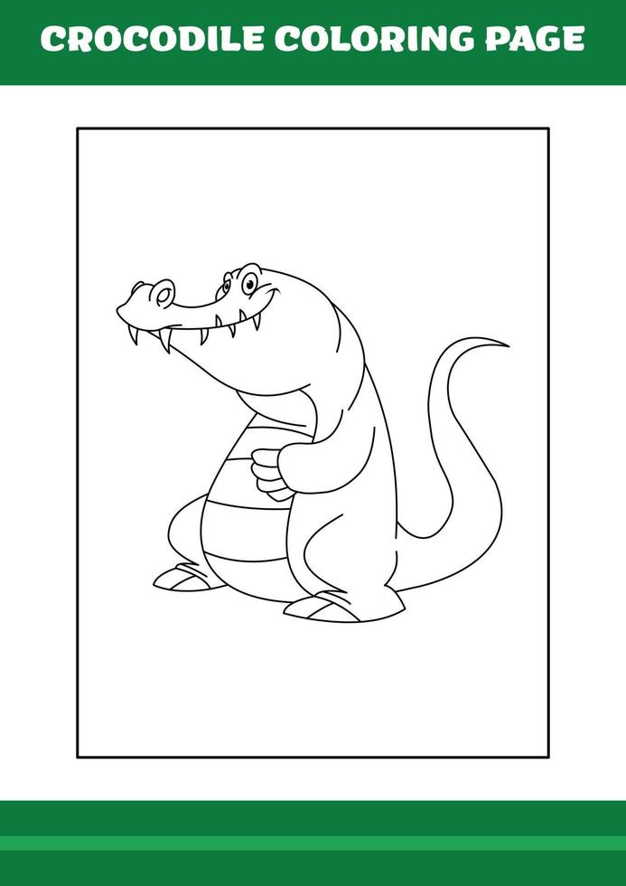 Crocodile Coloring Page. illustration of Cartoon crocodile for Coloring book vector