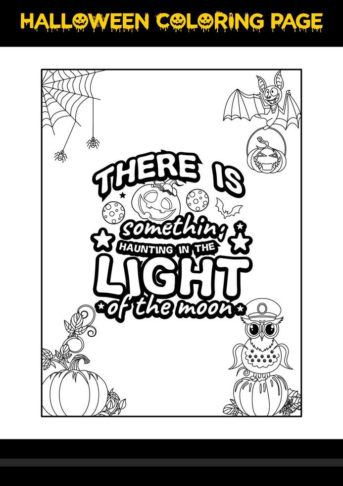 Halloween Quotes Coloring page. Halloween coloring page for kids. vector