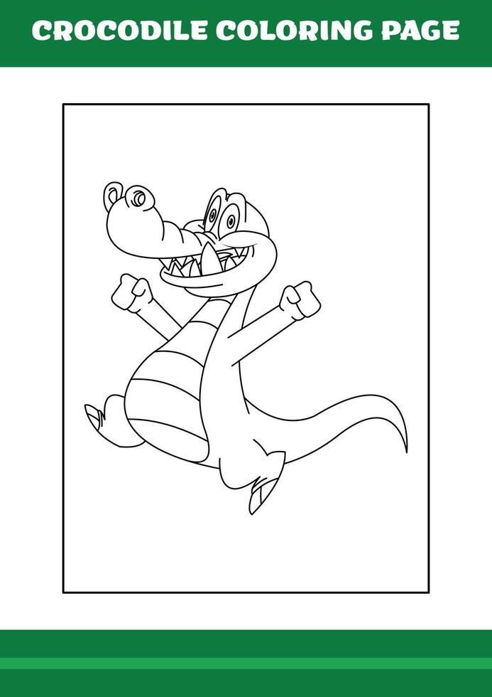 Crocodile Coloring Page. illustration of Cartoon crocodile for Coloring book vector