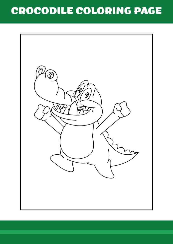 Crocodile Coloring Page. illustration of Cartoon crocodile for Coloring book vector