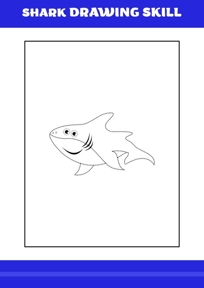 Shark Drawing skill for Kids. Shark drawing skill book for relax and meditation. vector