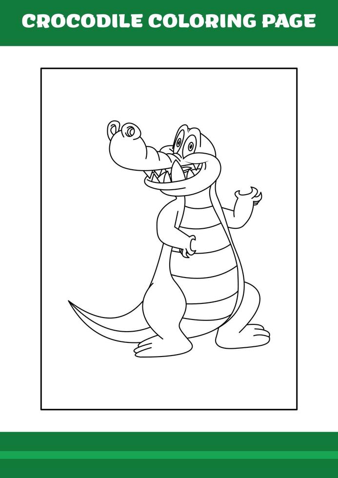 Crocodile Coloring Page. illustration of Cartoon crocodile for Coloring book vector