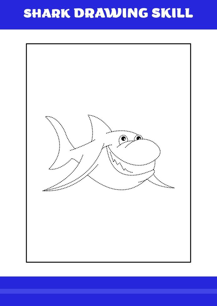 Shark Drawing skill for Kids. Shark drawing skill book for relax and meditation. vector