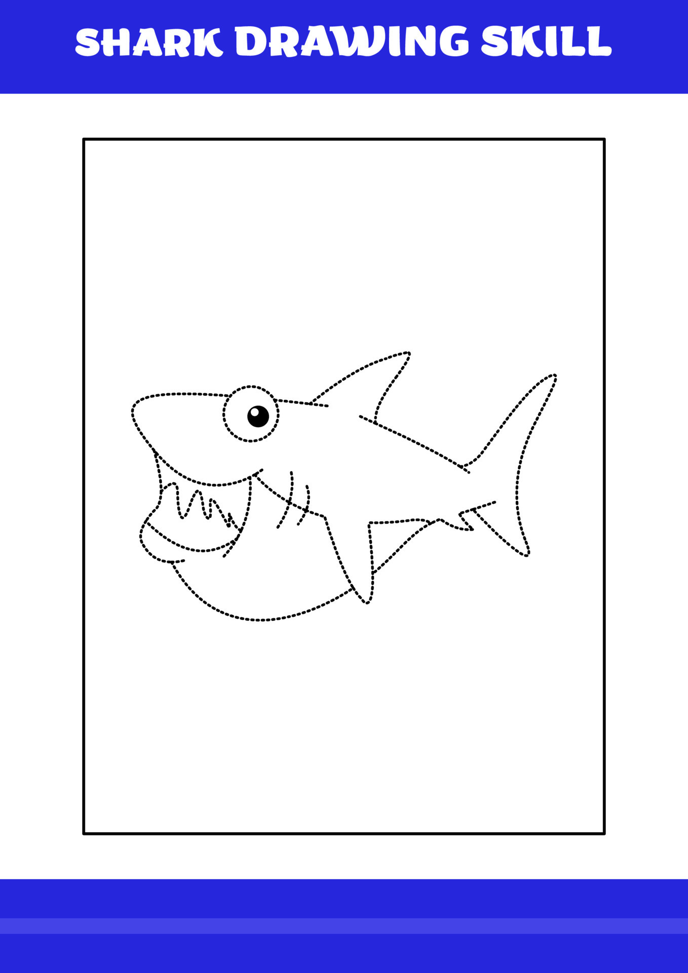 Habilidad de dibujo de tiburones para niños. libro de habilidades de dibujo  de tiburones para relajarse y meditar. 11358043 Vector en Vecteezy