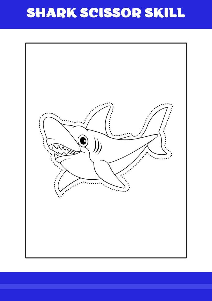 Shark Scissor Skills for Kids. Shark scissor skills for relax and meditation. vector