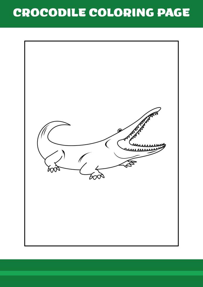 Crocodile Coloring Page. illustration of Cartoon crocodile for Coloring book vector