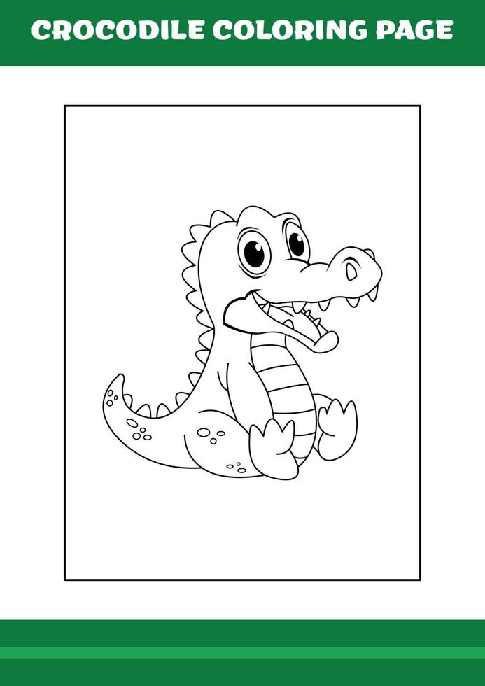Crocodile Coloring Page. illustration of Cartoon crocodile for Coloring book vector