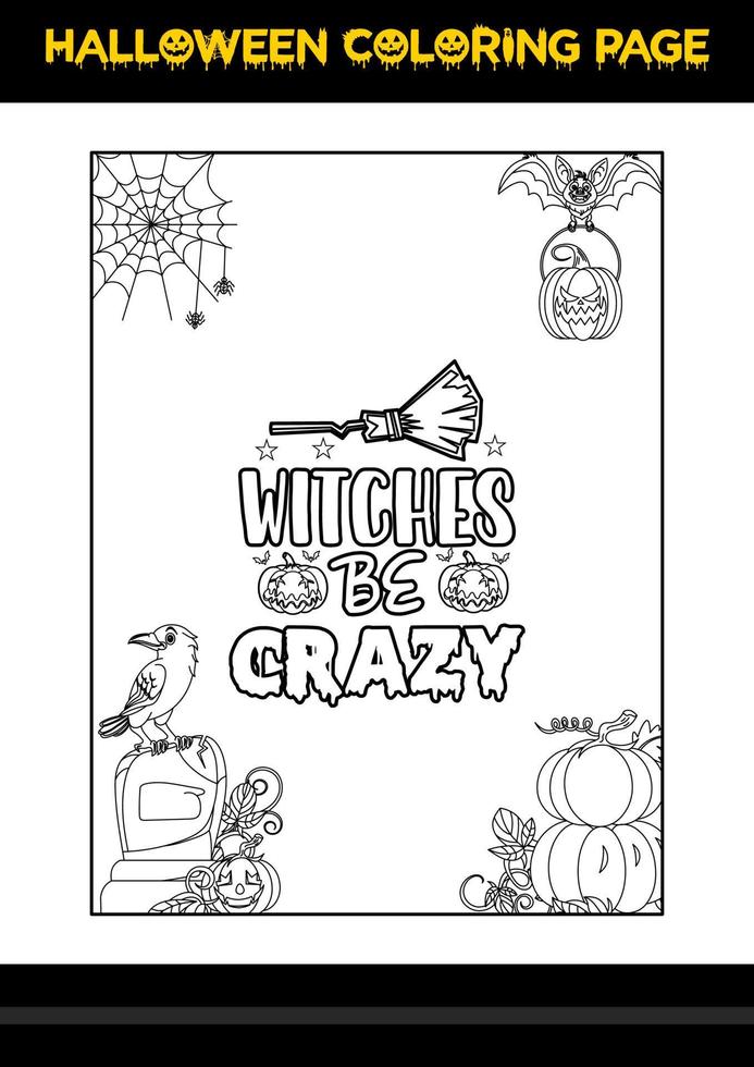 Halloween Quotes Coloring page. Halloween coloring page for kids. vector