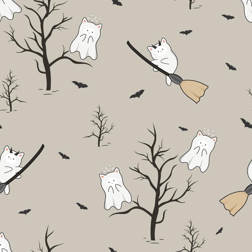 halloween in fall seamless pattern design vector