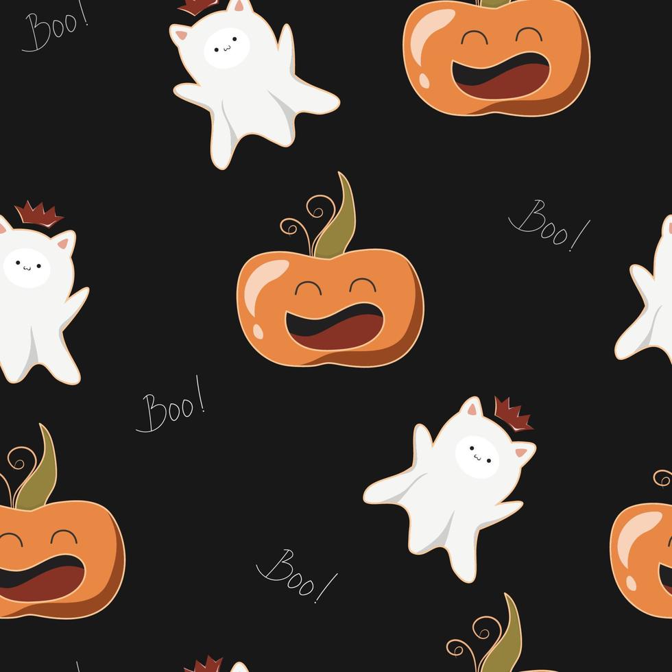 halloween in fall seamless pattern design vector