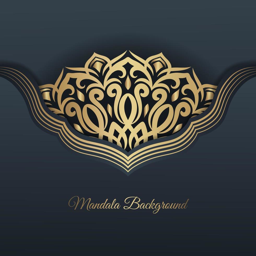 mandala background, dark gray and gold vector