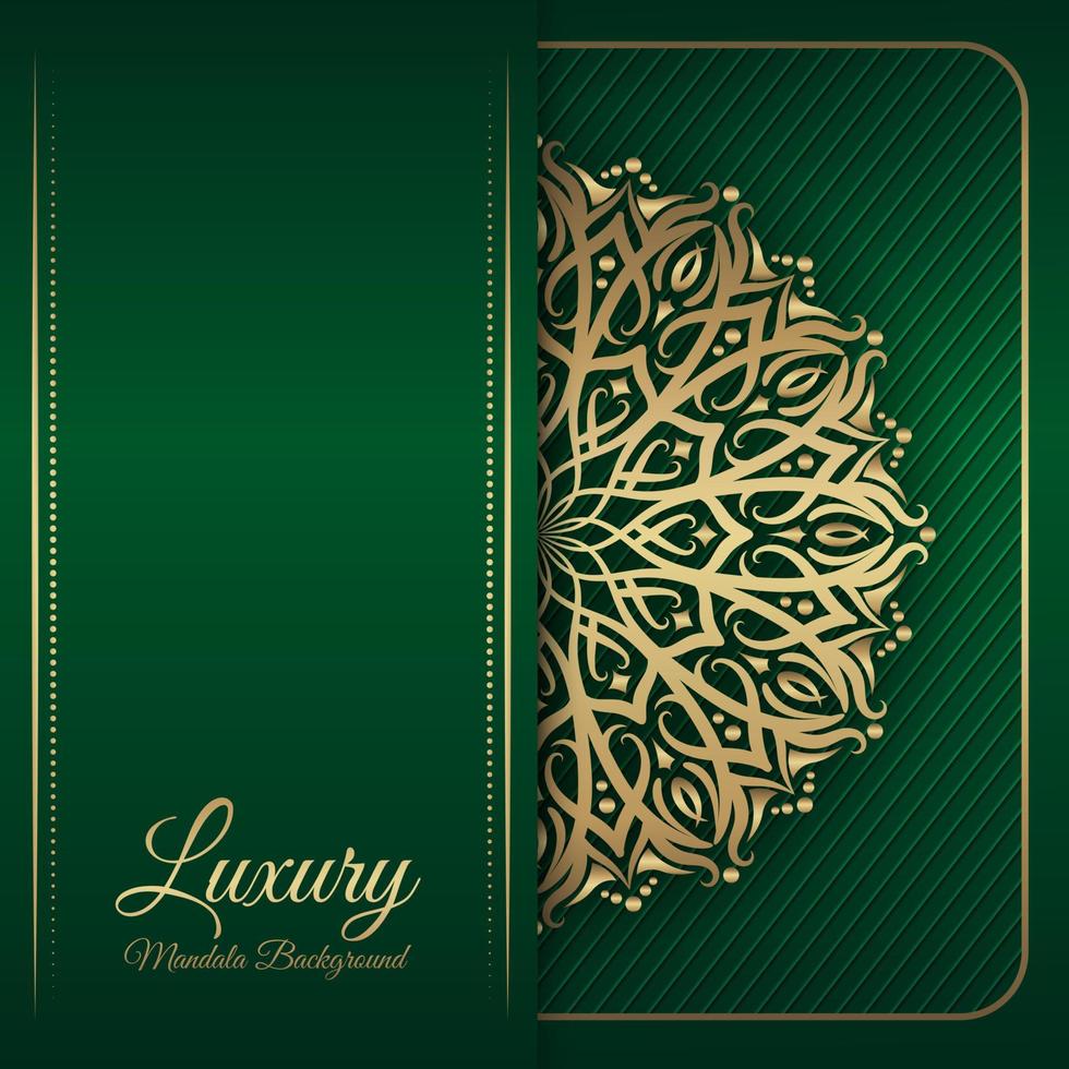 golden mandala ornament  on a green background vector