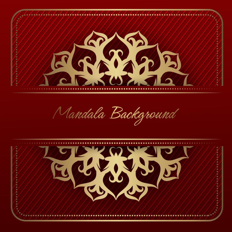 golden mandala ornament on red background vector
