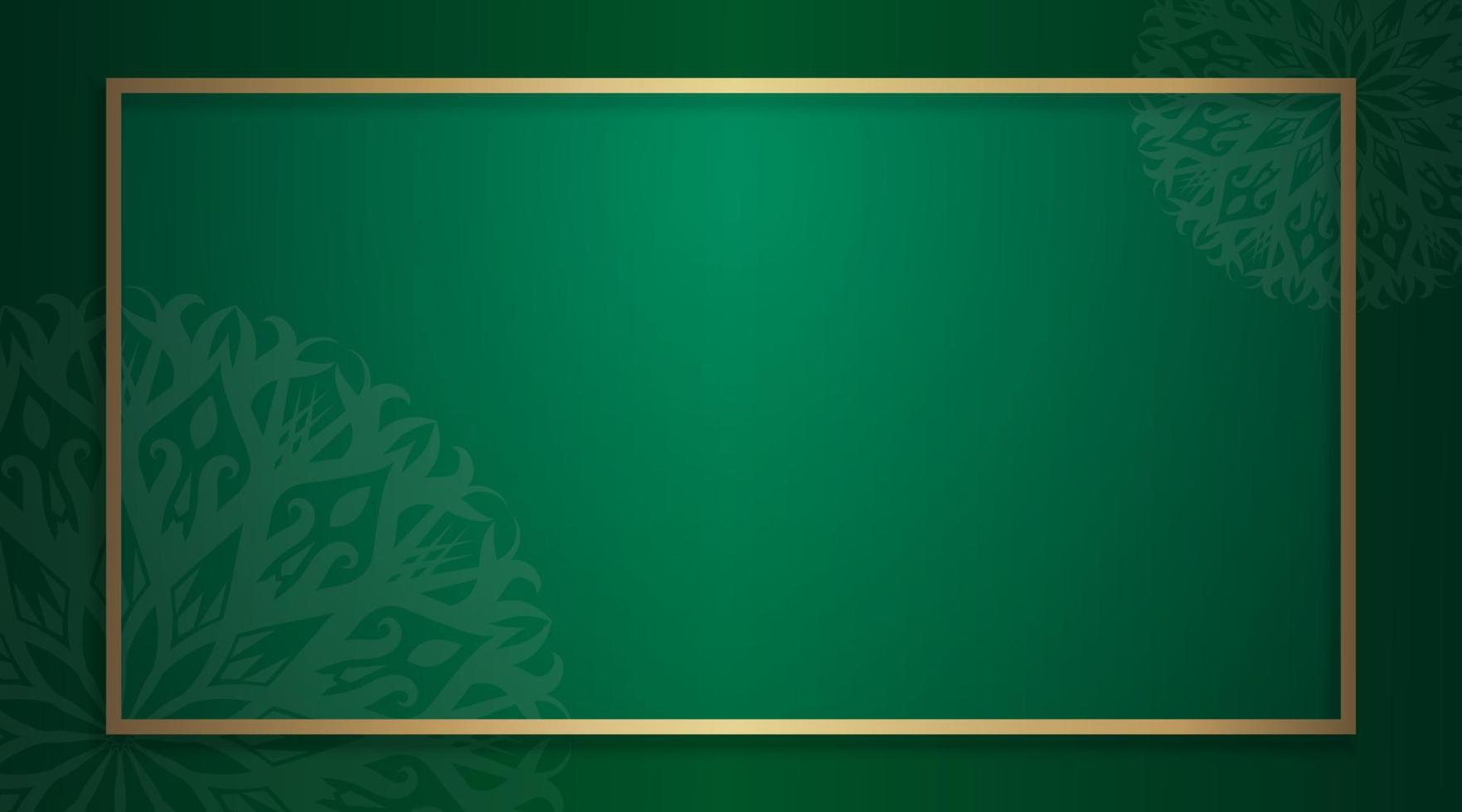 green background with borders and round ornaments vector
