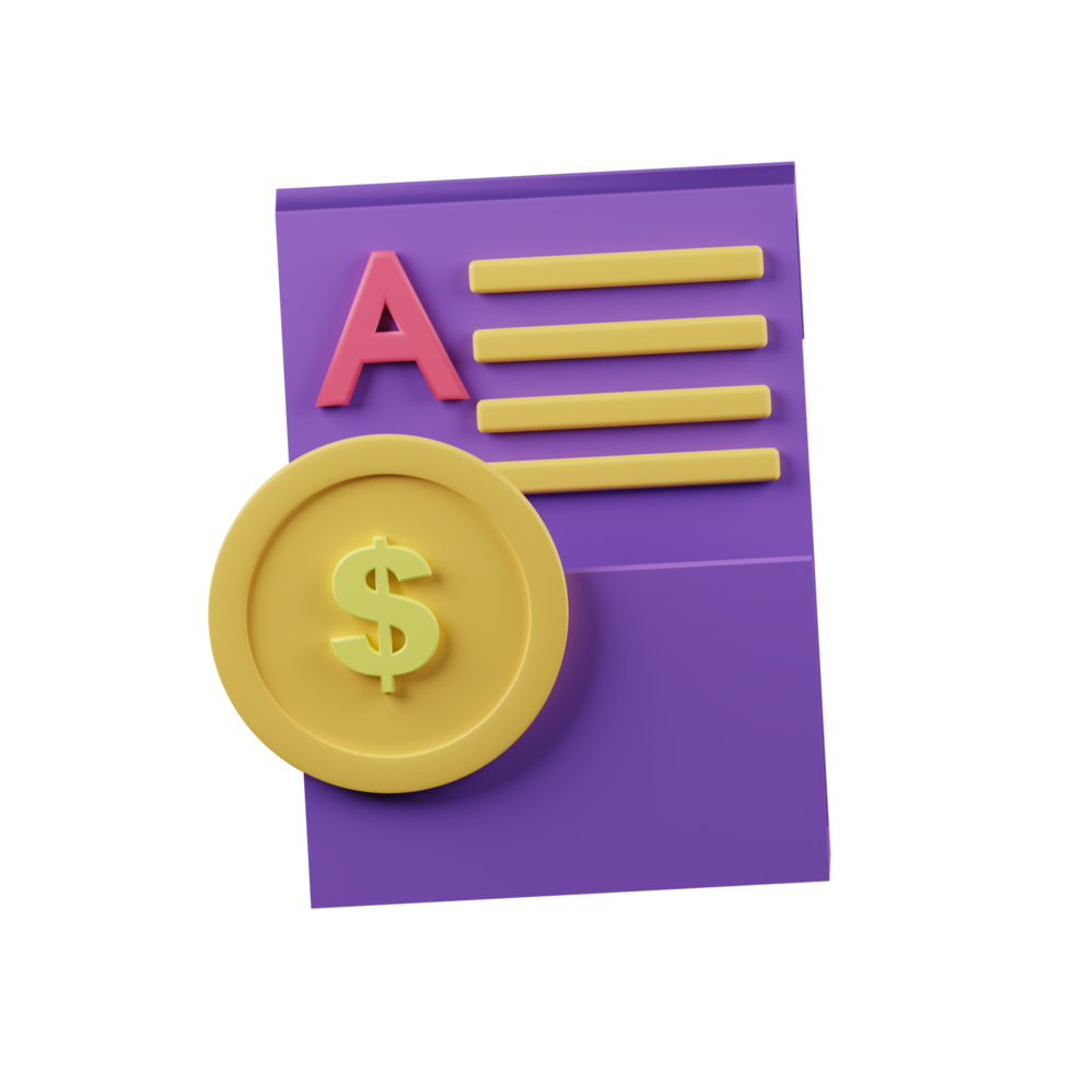 Paid article icon 3d png