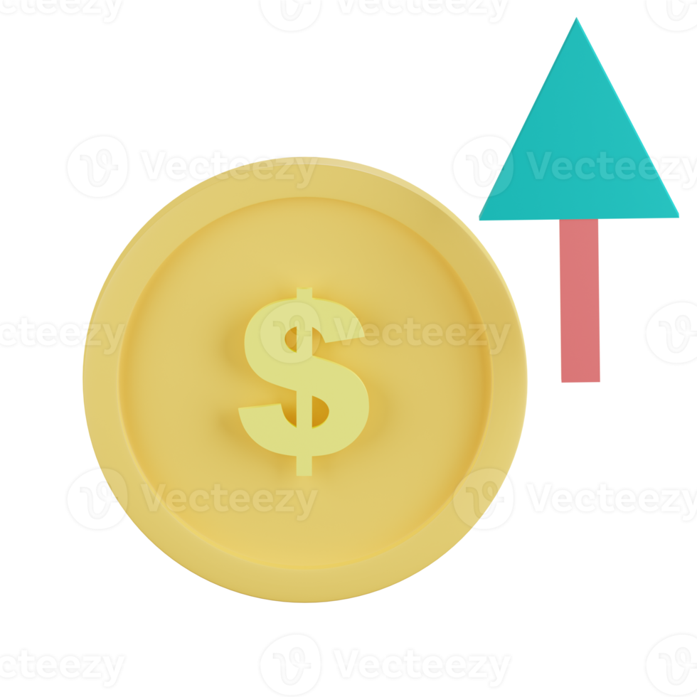 Money value up icon 3d png