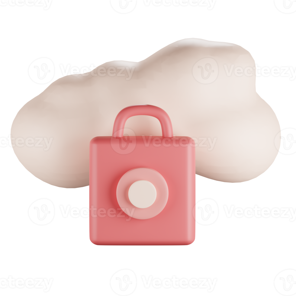 Cloud lock icon 3d png