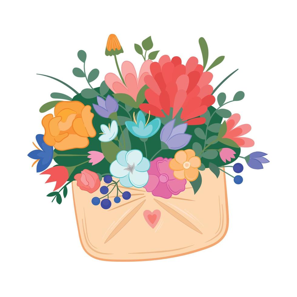 sobre de papel de ilustración vectorial con flores de verano vector