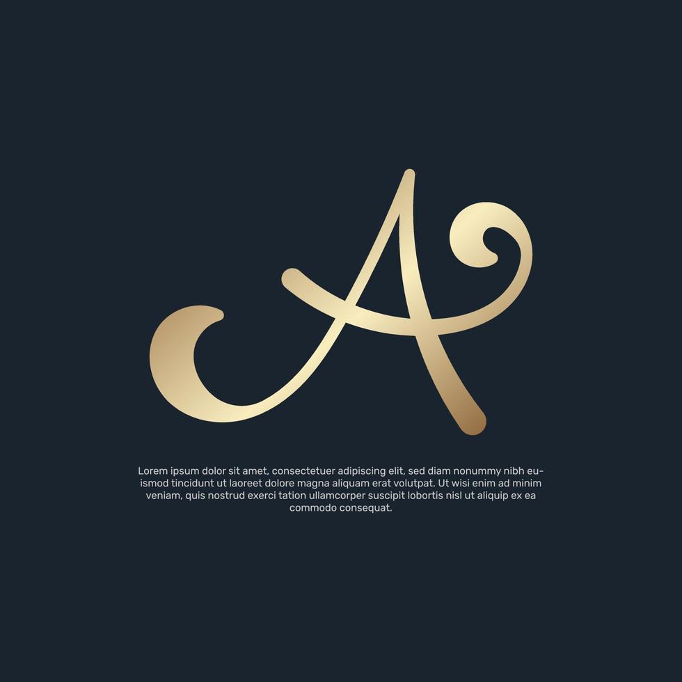 Monogram logo design initial letter a for business with golden gradient color. - Vector. vector