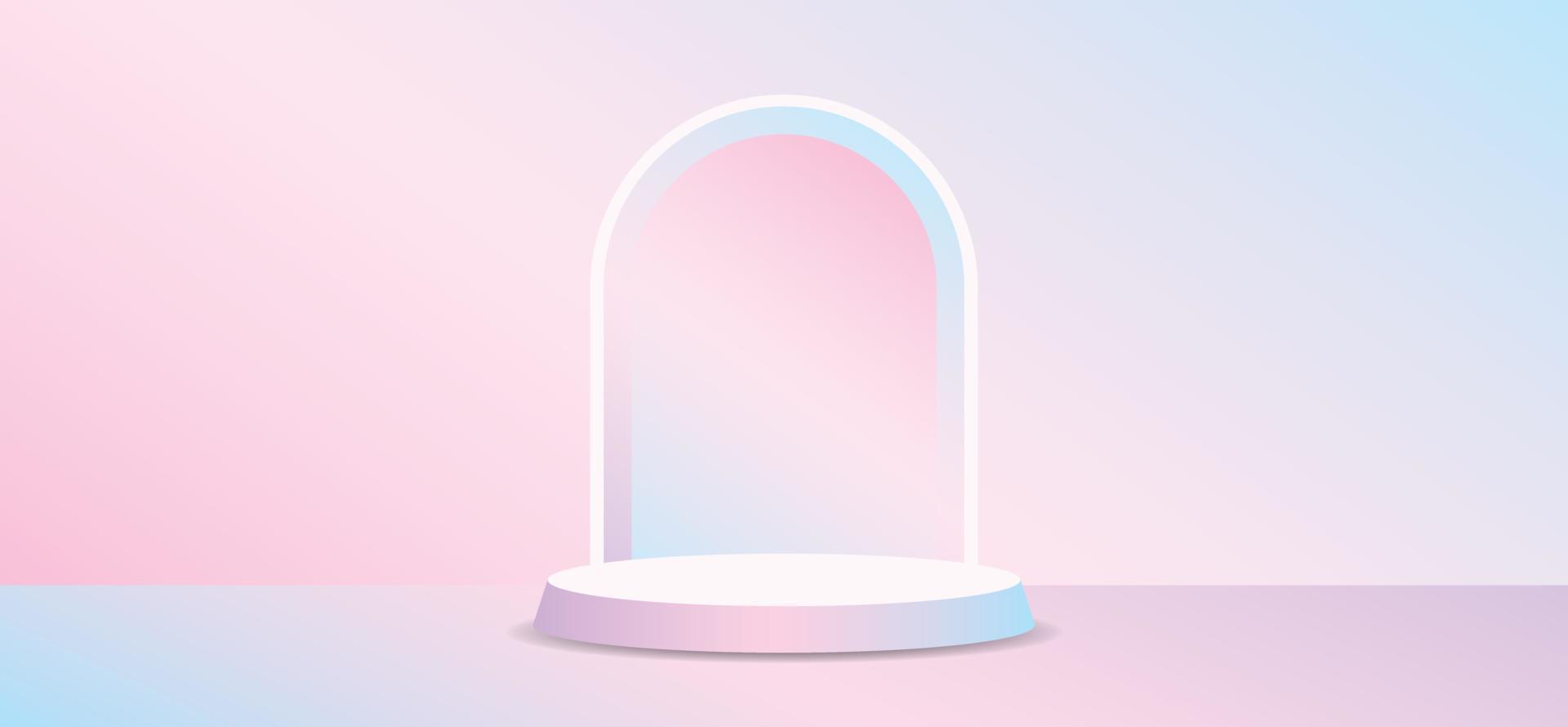 trendy sweet pastel gradient arch product display 3d illustration vector for putting object