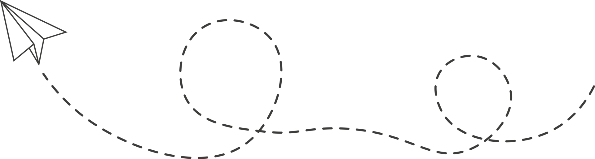 ruta de avión de papel de línea discontinua png