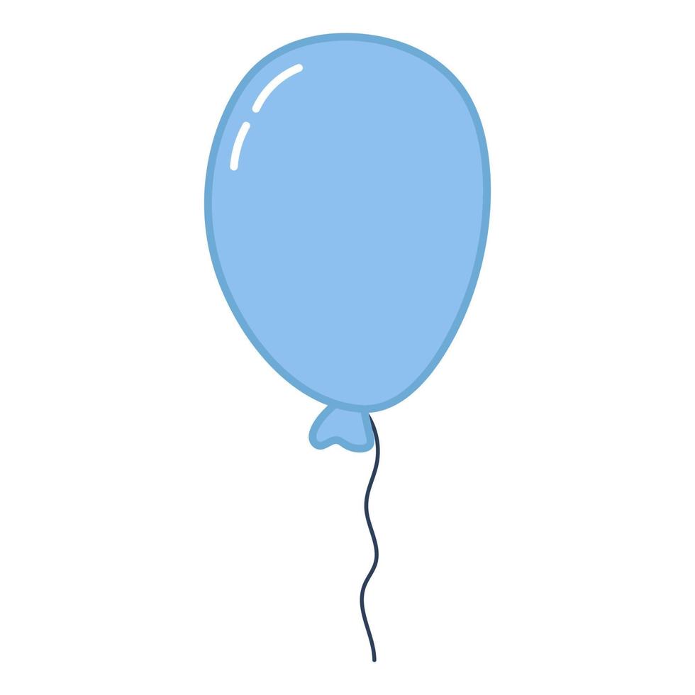globo azul al estilo de las caricaturas. ilustración dibujada a mano. vector aislado sobre fondo blanco.