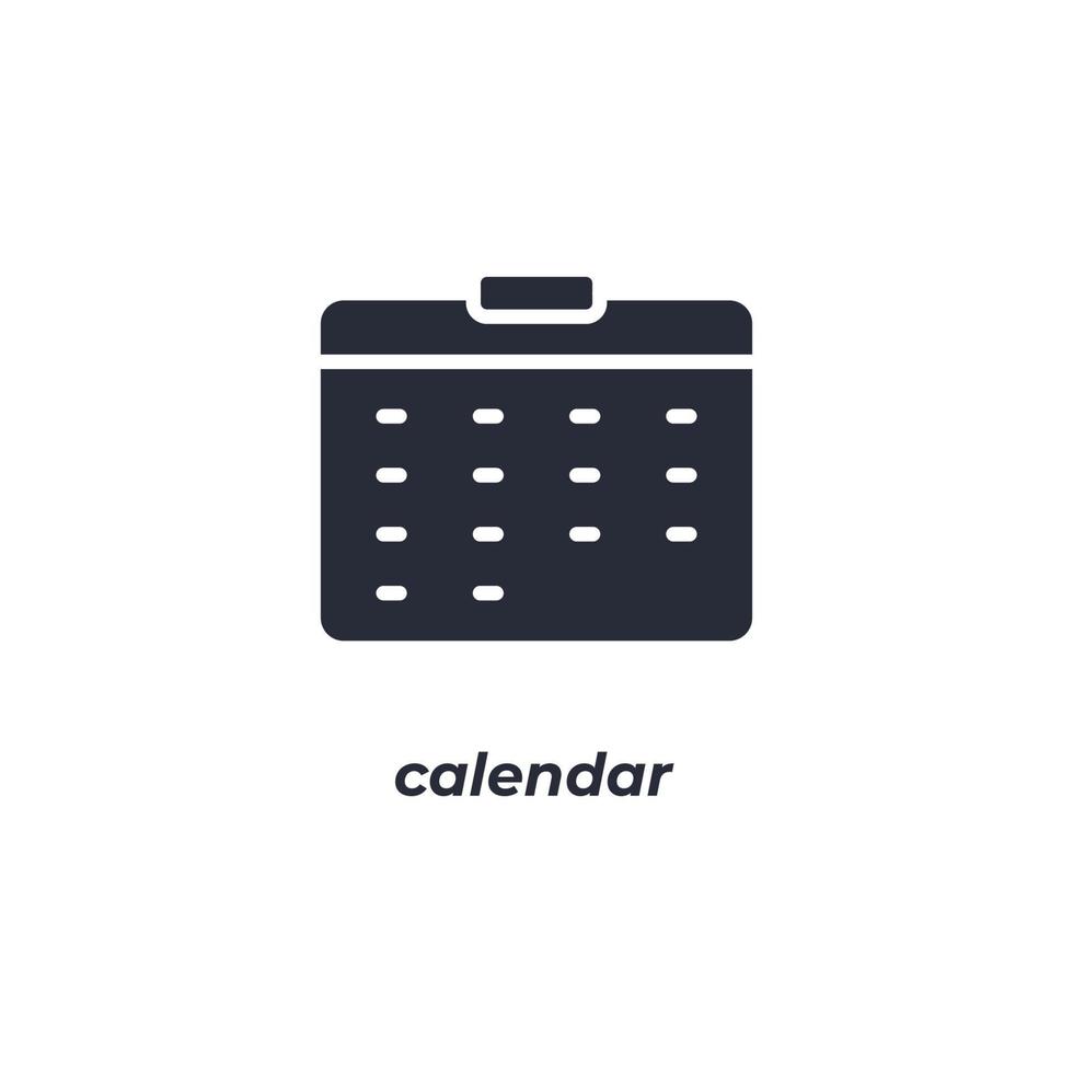 Vector sign of calendar symbol is isolated on a white background. icon color editable.