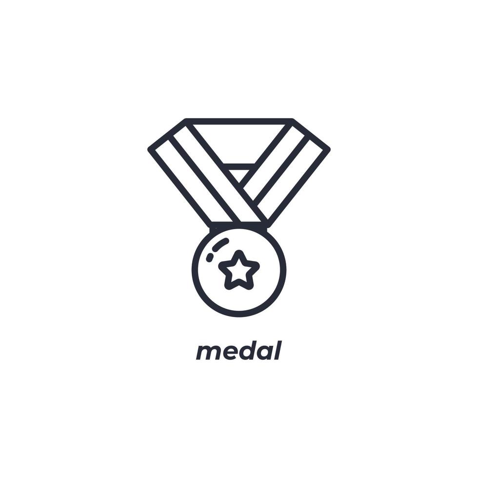 el signo vectorial del símbolo de la medalla está aislado en un fondo blanco. color de icono editable. vector