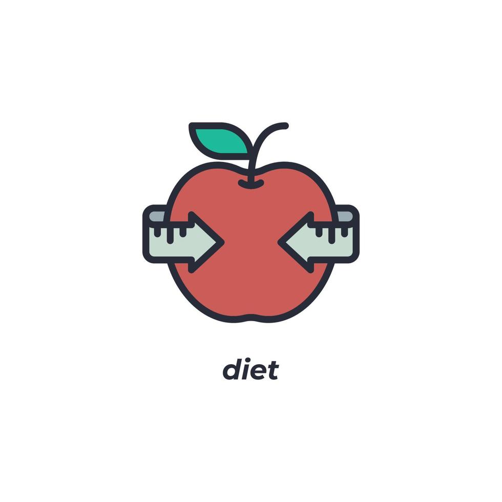 Vector sign of diet symbol is isolated on a white background. icon color editable.