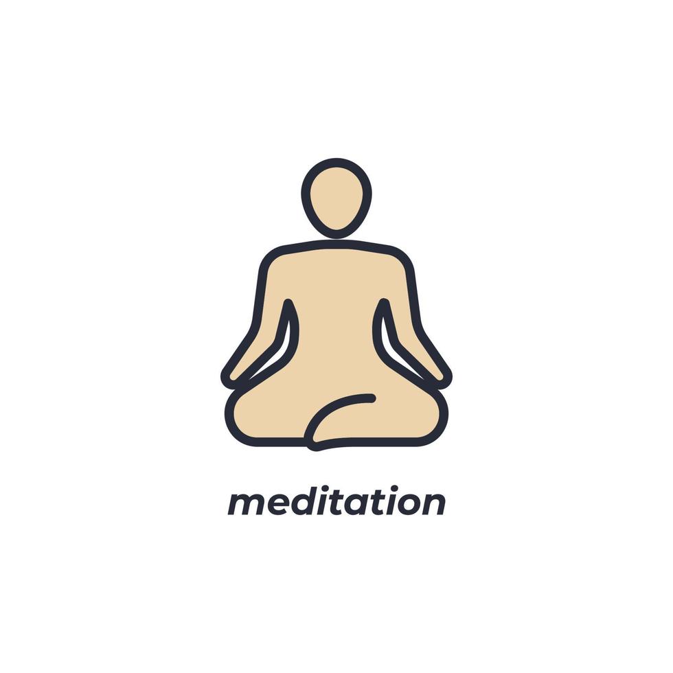 el signo vectorial del símbolo de meditación está aislado en un fondo blanco. color de icono editable. vector
