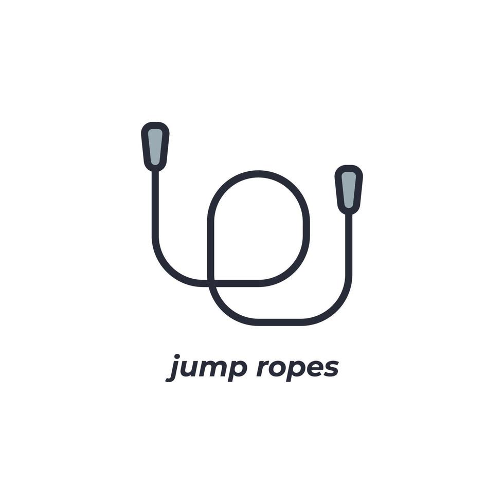 Vector sign of jump ropes symbol is isolated on a white background. icon color editable.