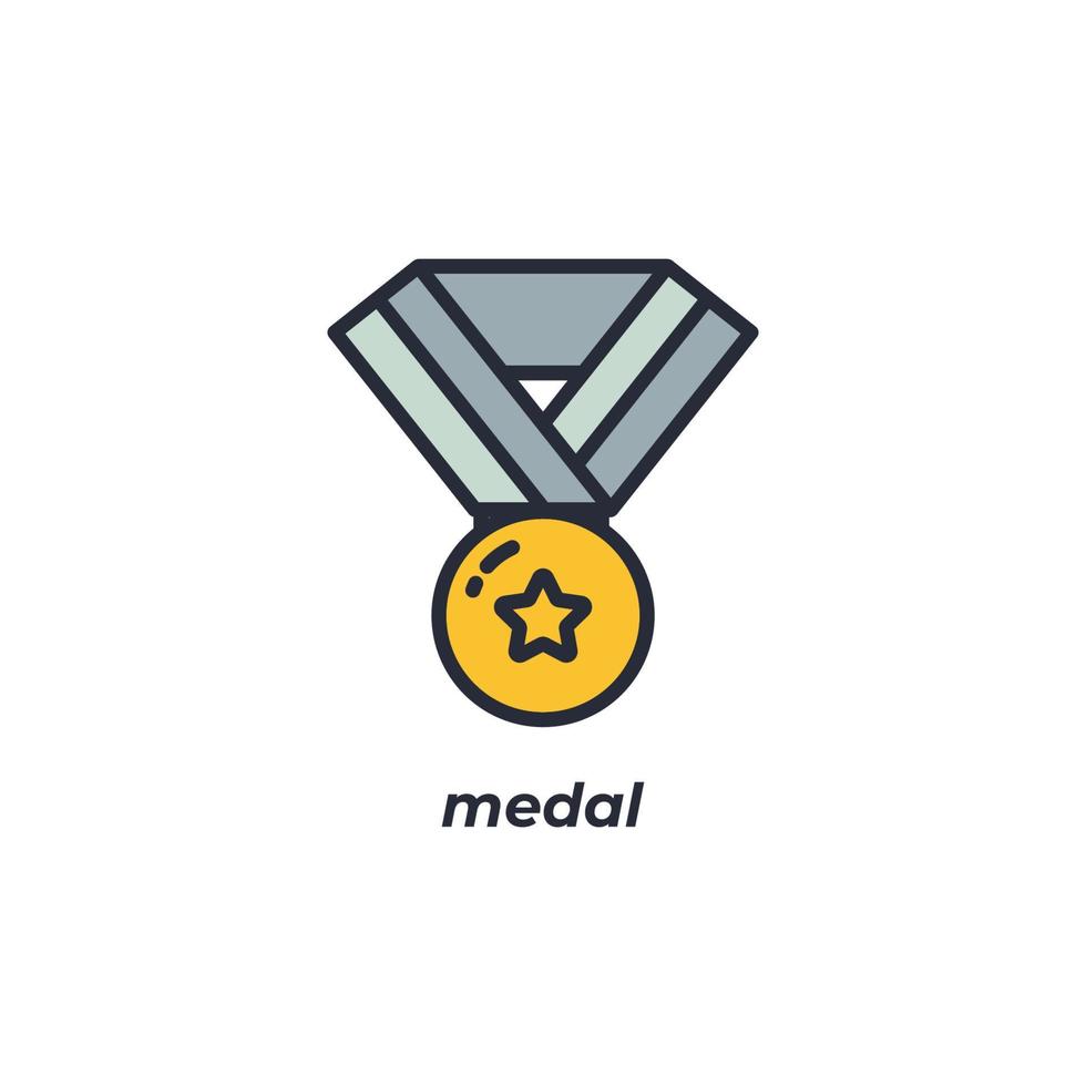 Vector sign of medal symbol is isolated on a white background. icon color editable.
