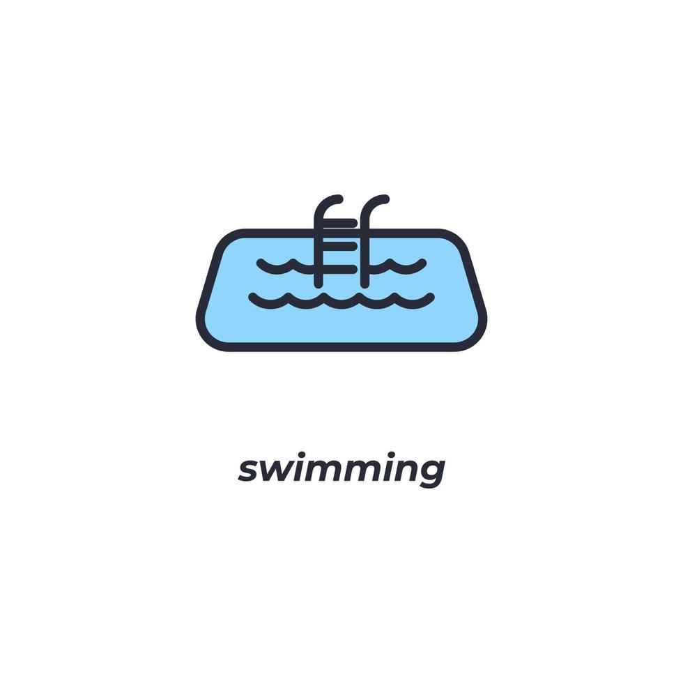 Vector sign of swimming symbol is isolated on a white background. icon color editable.