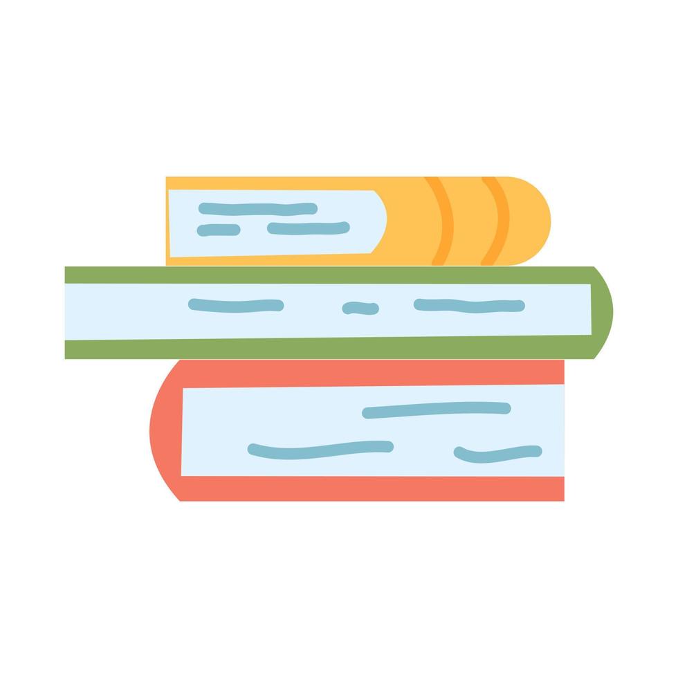 Stack of books in cartoon flat style, studying, learning. Vector illustration of hand drawn educational, encyclopedias, planner.