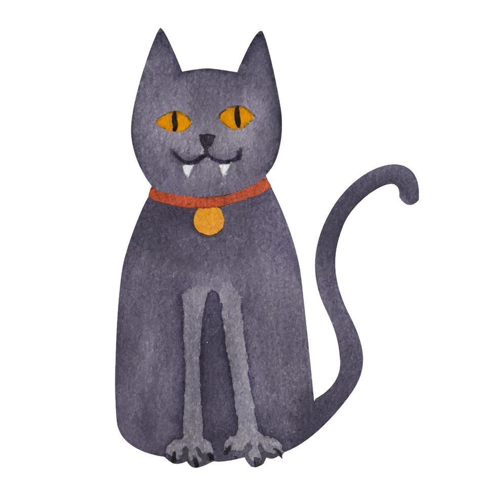 Black cat. Halloween. watercolor element vector