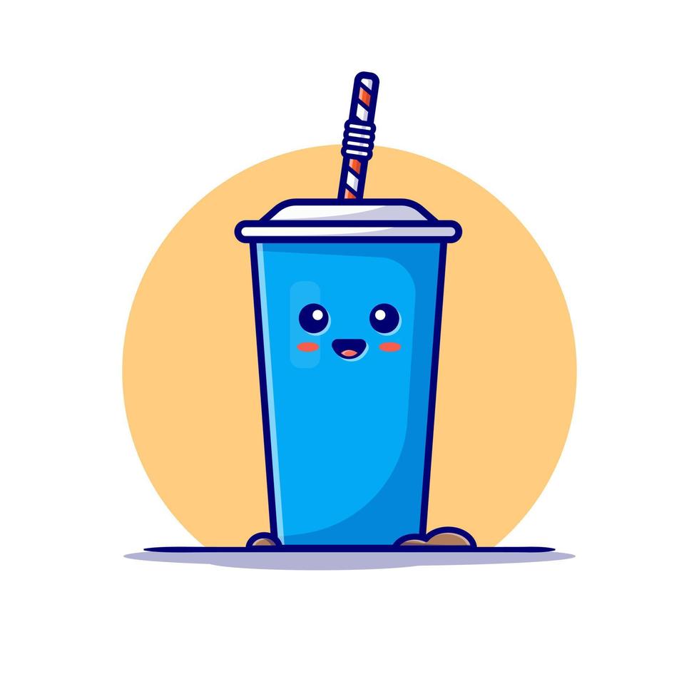 Cute Drink Cup Cartoon Vector Icon Illustration. Drink Object  Icon Concept Isolated Premium Vector. Flat Cartoon Style