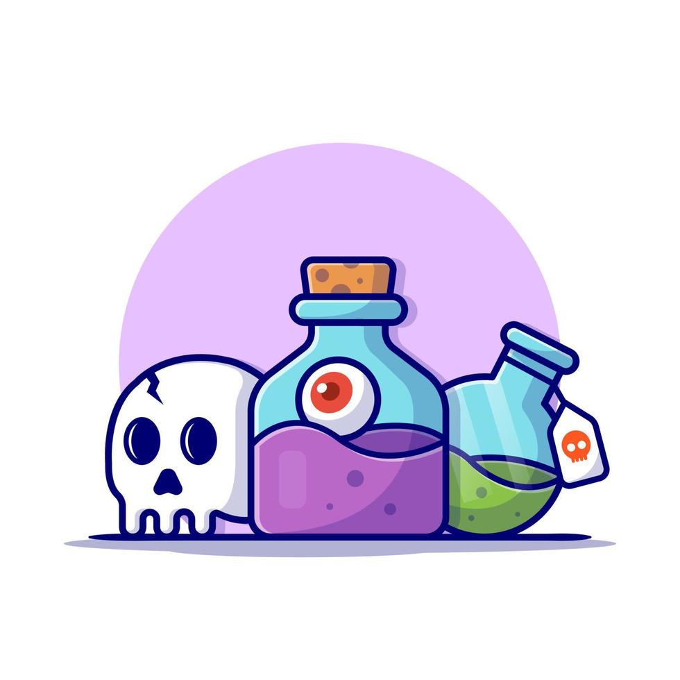 Skull And Poison Cartoon Vector Icon Illustration. People  Holiday Icon Concept Isolated Premium Vector. Flat Cartoon  Style