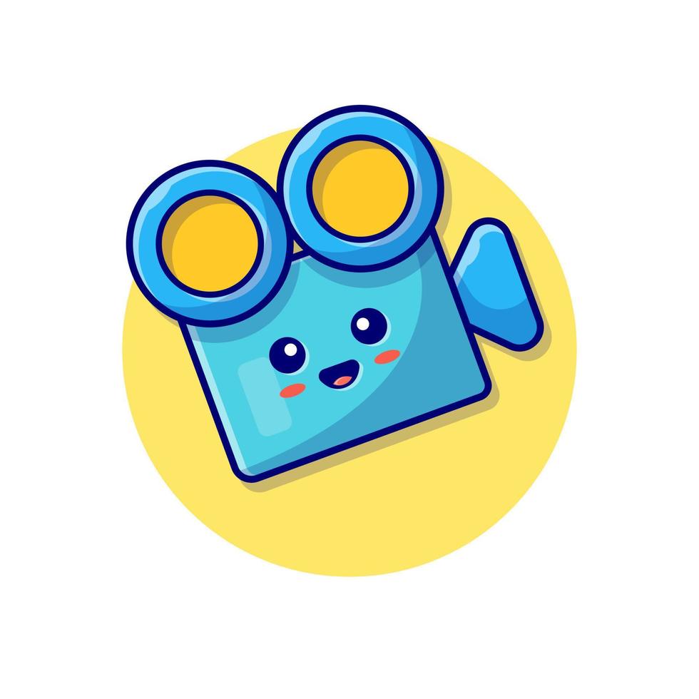 Cute Camera Movie Cartoon Vector Icon Illustration. Art  Technology Icon Concept Isolated Premium Vector. Flat  Cartoon Style