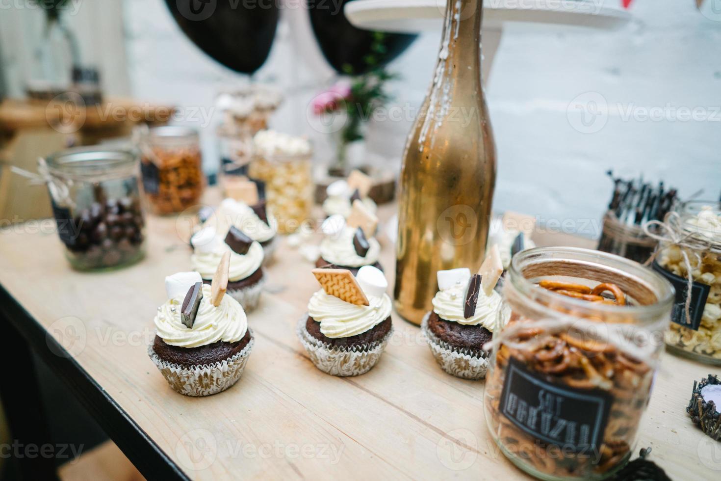 Table with various cookies photo