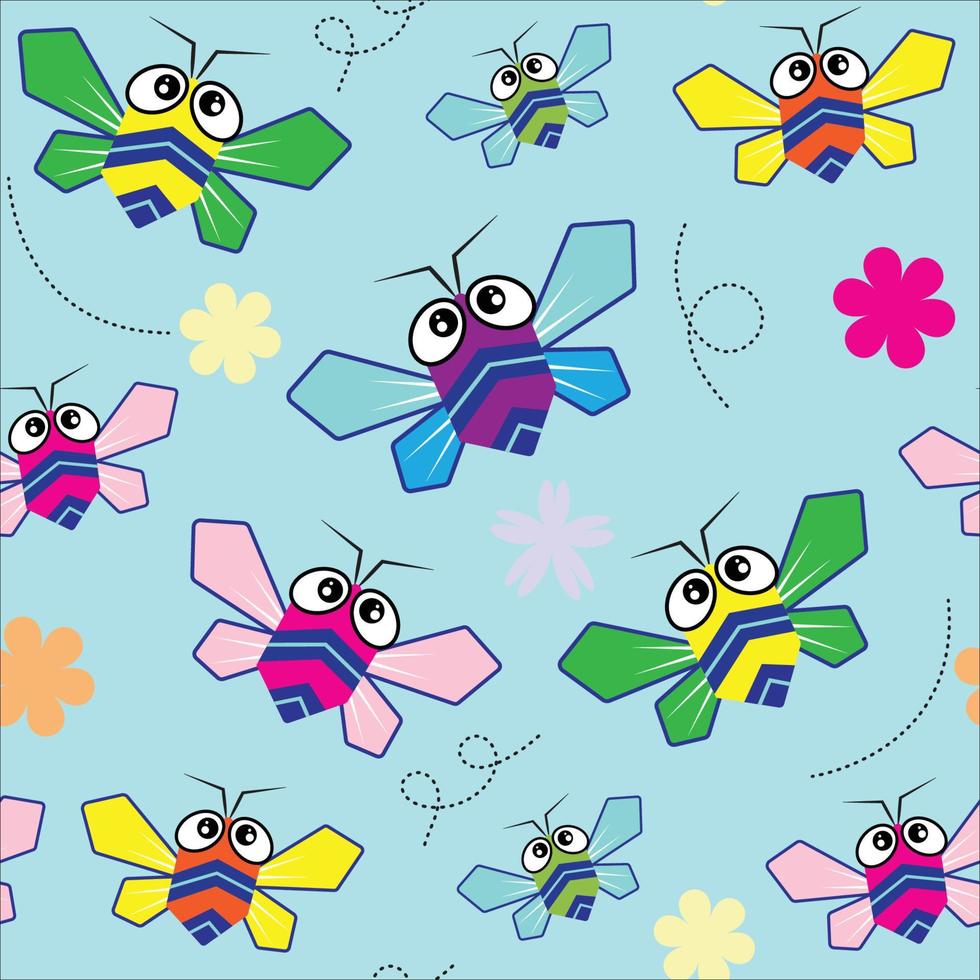 seamless cartoon  cicada pattern background vector