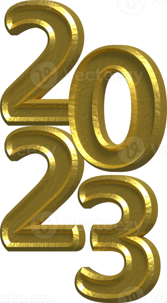 Year 2023 - 3D Number Illustration Concept Design png