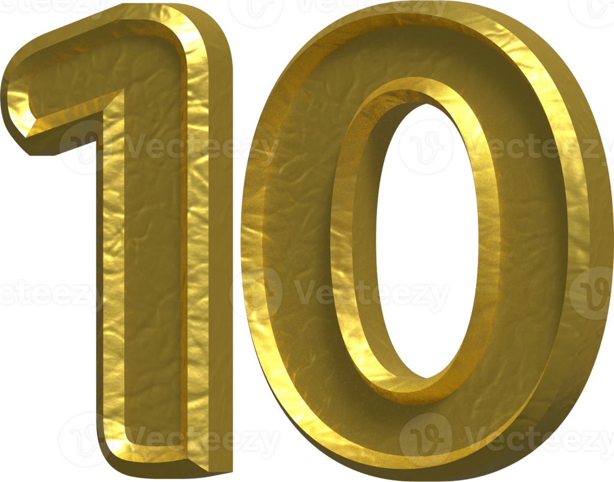 10 Years 3D Number Illustration Concept Design png