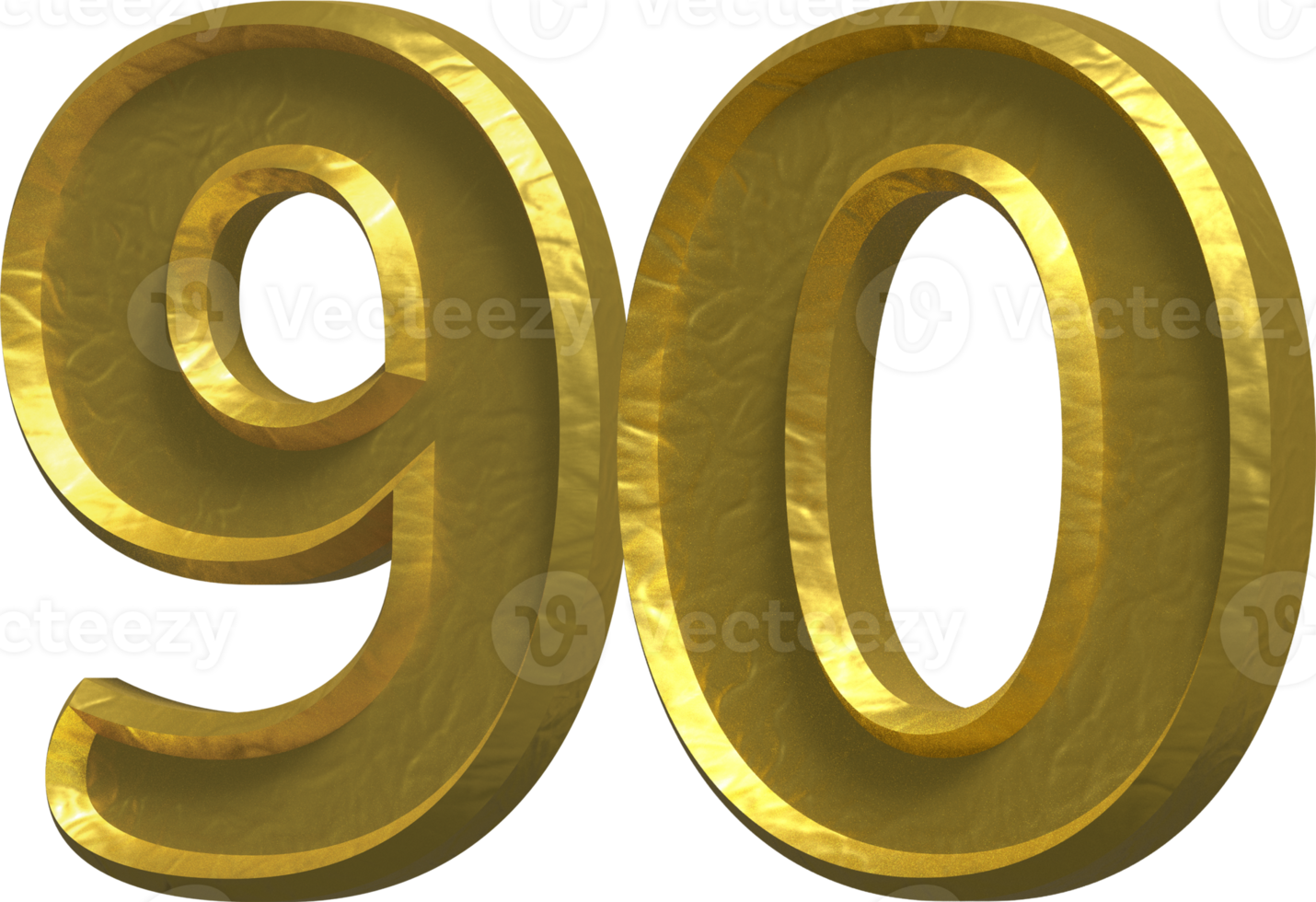 90 Years 3D Number Illustration Concept Design png