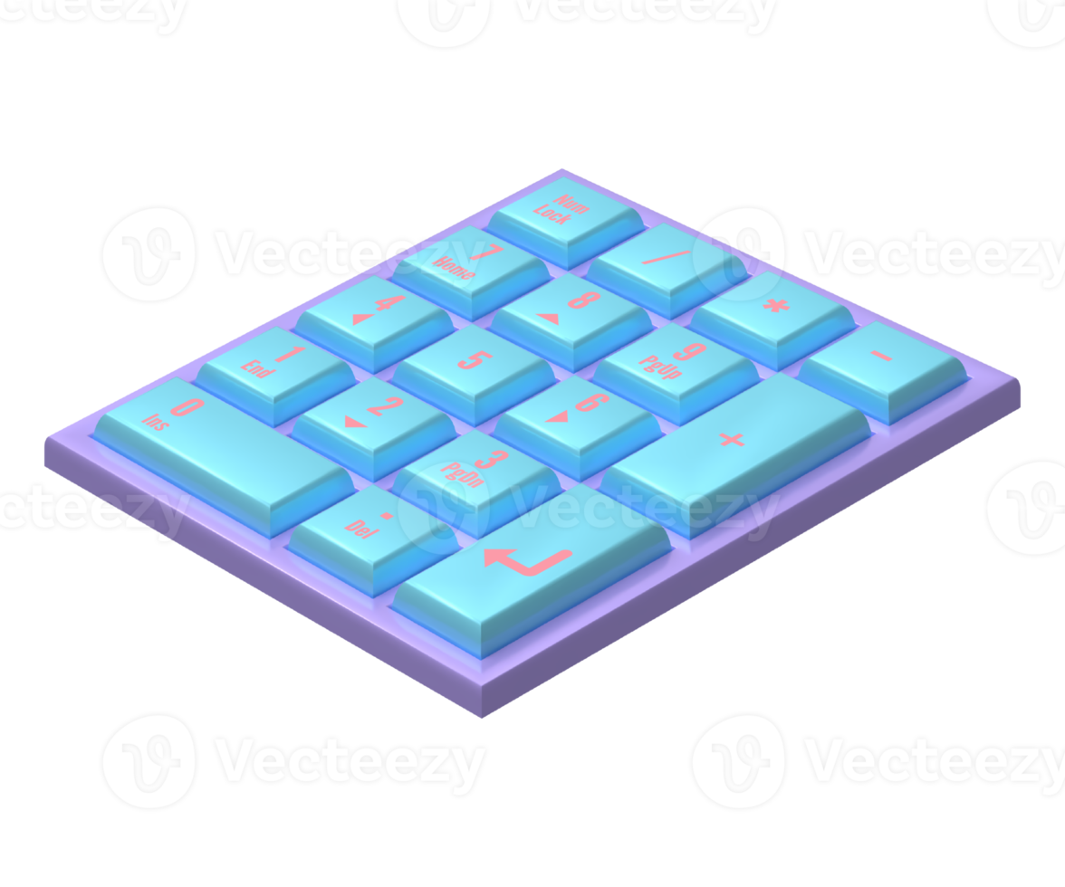 Realistic Numeric Keyboard PC 3D Rendered png