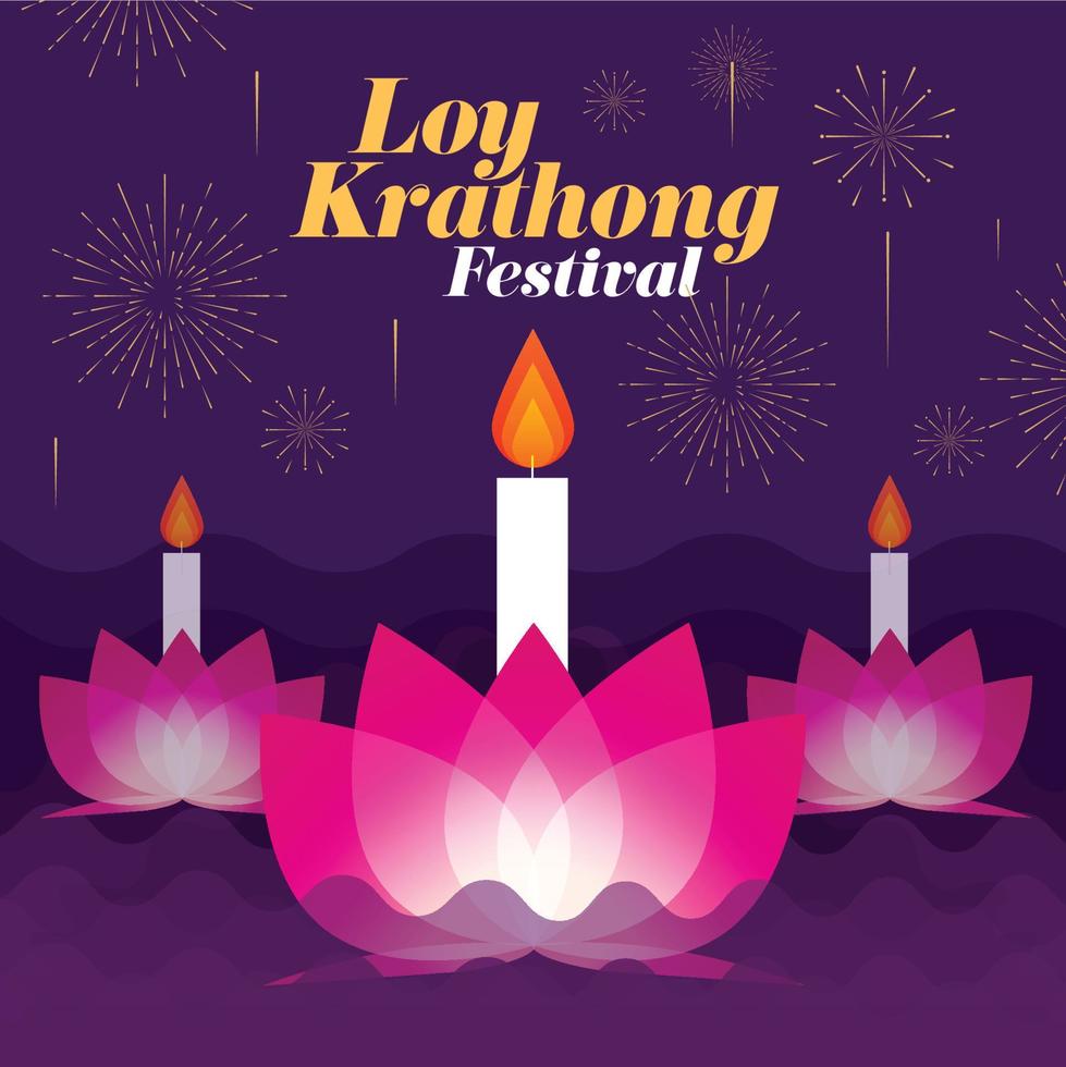 loy krathong festival viaje tailandia -ilustración vectorial vector